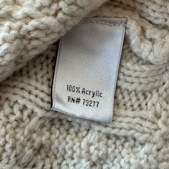 LC Lauren conrad cream cable knit cold shoulder sweater with pearl accents - Picture 6 of 8